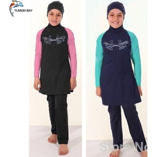 New Kids muslim swimsuit girls swimwear children Islamic swimwear