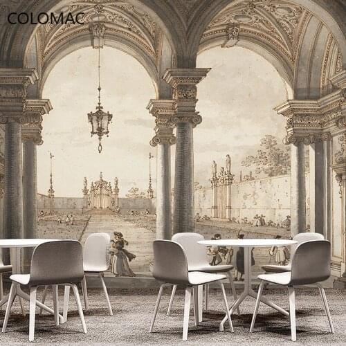 Colomac Custom European-style 3d Building Wallpaper Living Room Corridor Space Extension Background Mural Stickers Drop Shopping