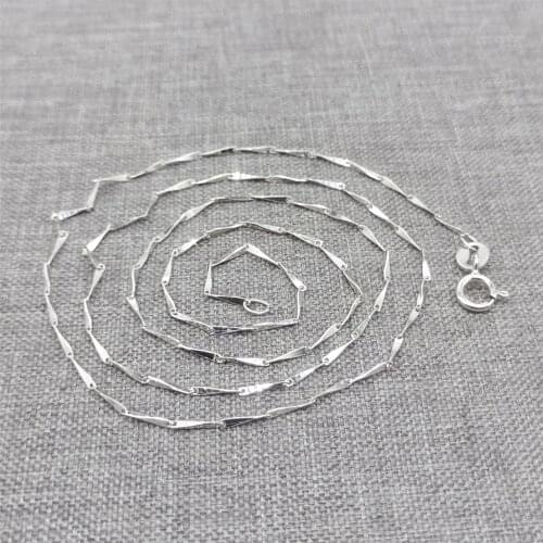 925 Sterling Silver Dapped Bar Chain Necklace Rhodium Plated 0.7mm 16 18 Inches