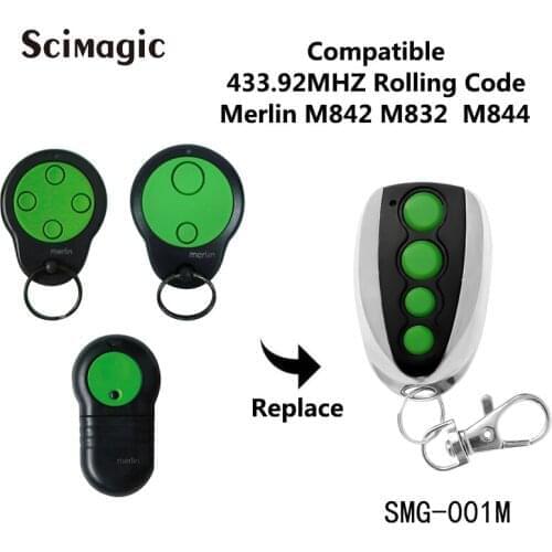 M844 MERLIN GARAGE DOOR REMOTES COMPATIBLE WITH M842 M832 GREEN BUTTON