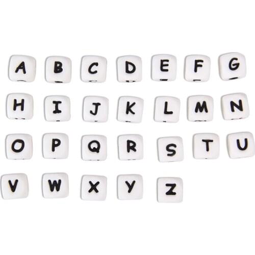 Silicone Baby Teether Beads FDA BPA Beads Alphabet Letter Food Grade Teething Nursing Chew Charms Selected "A-Z" 12mm 500Pcs/Lot