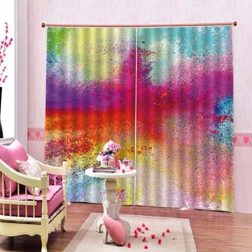Modern Colorful Oil Painting Curtain Photo Print For Living room Bedroom Blackout Window Drapes Decor Sets (Left and Right Side)