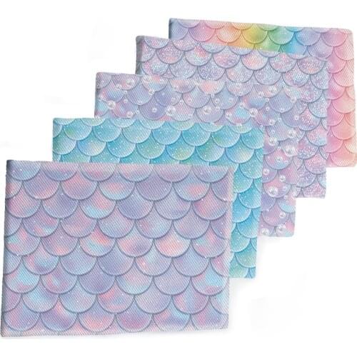 Fabric Bling Fish Scale Printed Polyester Cotton Twill Fabric Patchwor Printed 50*145CM