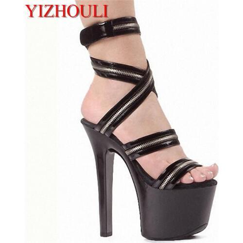 17cm Super high heels and heel shoes manufacturers selling club bar, open-toed sandals ultra-high party Dance Shoes