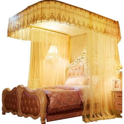 U-type Track Guide Mosquito Net 1.8 M Bed Double Home 1.2 M Floor Princess Three Door Curtains Home Supplies Encryption Nets