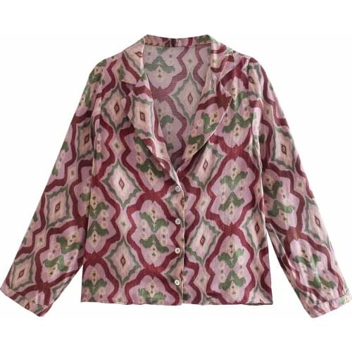 Za New Spring Summer Women Retro Printing Simple Style Long Sleeve Shirt And High Waist Casual Jogging Pants Chic Tops XITIMEAO