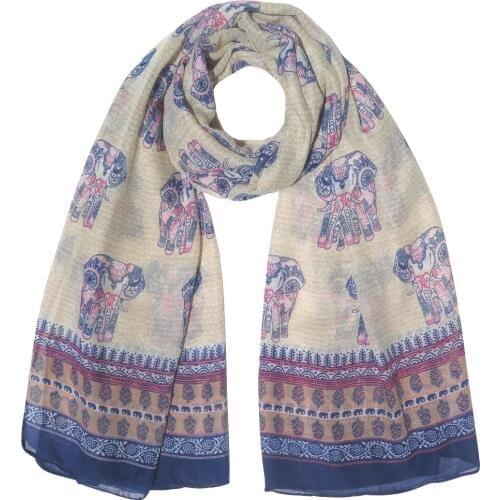 Boho Elephant Print Animal Scarf Shawl Wrap Womens Accessories Soft Lightweight