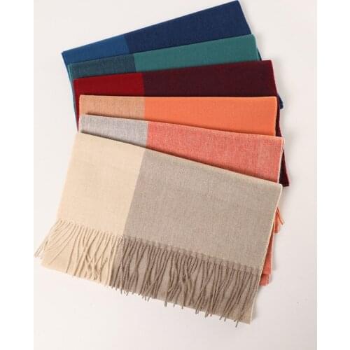 100%cashmere twill woven women 2color patchwork striped scarfs 35x190cm for unisex retail wholesale