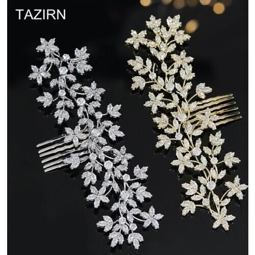 2021 5A CZ Bridal Hair Comb Headpieces Soft Cubic Zirconia Hair Jewelry Accessories Women Birthday Headband Wedding Headwear