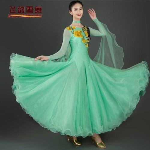 2021NEW woman diamond big swing dress performance dress national standard dance competition dress Waltz social dance Costume 081