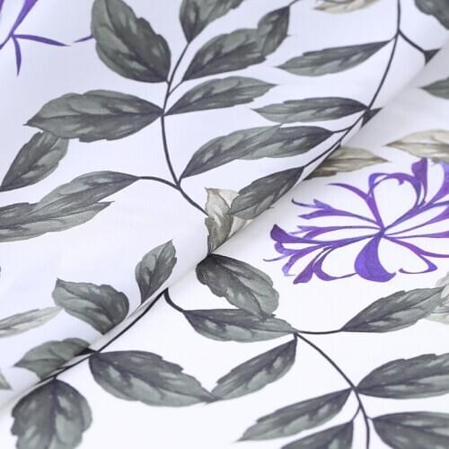 1 Meter Tree Leaf Printing Crepe De Chine Silk Fabric Fresh Plant Pattern Breathable Dress