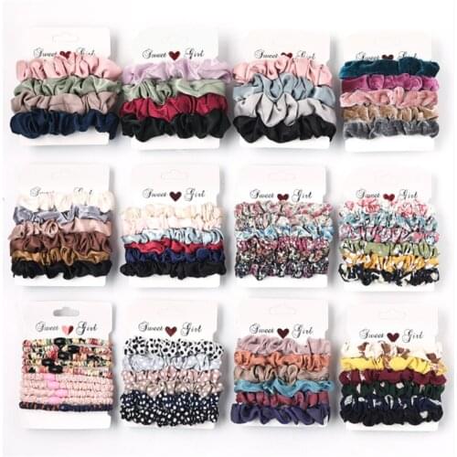1 Set Scrunchies Hair Ring Candy Color Hair Ties Rope Autumn Winter Women Ponytail Hair Accessories 4-6Pcs Girls Hairbands Gifts