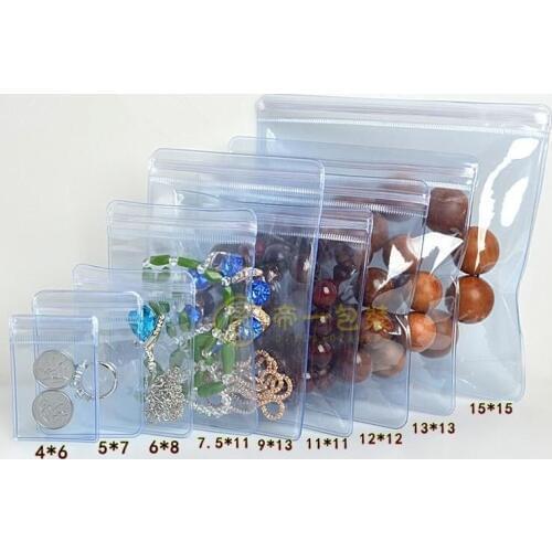 100Pcs 7x10cm Light Clear Blue Self Sealing Zip Lock Plastic Pendant Bracelet Storage PVC Jewelry Gift Packaging Bags