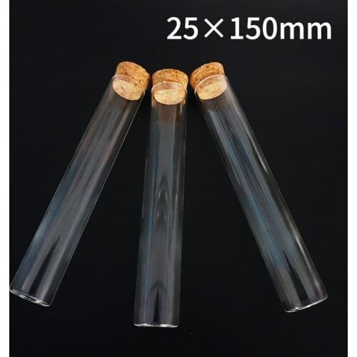 24pcs/lot 25x150mm Clear Flat Bottom Glass Test Tube With Cork Stoppers Laboratory Supplies