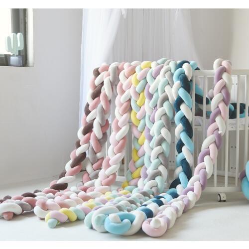 3M Length baby crib bedding set Knotted Braid Weaving babyroom decoration baby bed fence Decoration Room