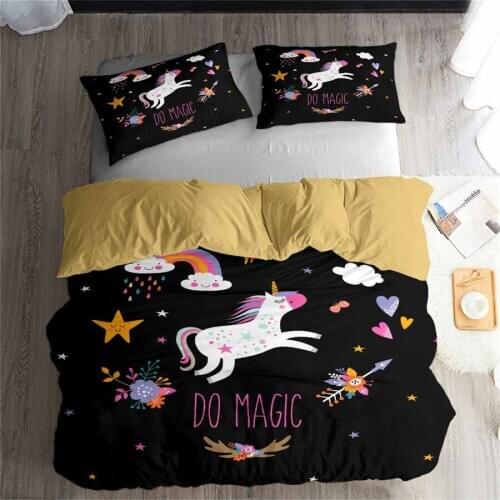 HELENGILI 3D Bedding Set Unicorn Print Duvet Cover Set Lifelike Bedclothes with Pillowcase Bed Set Home Textiles #DJS-75