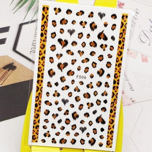 3D Nail Sticker Decals Yellow Leopard Print Design Nail Art Decorations Stickers Sliders Manicure Accessories Nails Decoraciones
