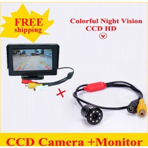 Promotion 4.3inch TFT LCD Car Rear View Reverse Monitor + 8 LED Camera 4.3inch Free Shipping Hot Selling