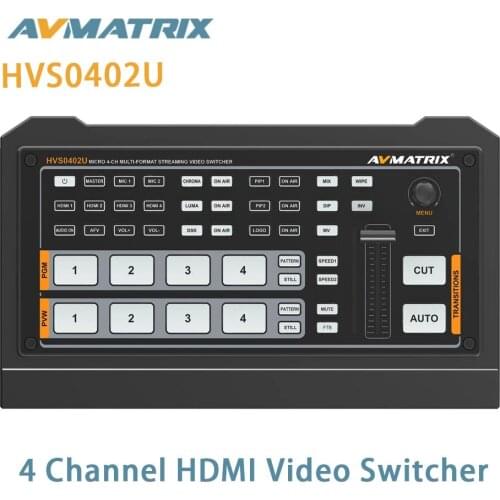 Avmatrix HVS0402U Live Stream Video Switcher Controlled USB Keyboard 4 Channel HDMI-inputs for PC Capturing Streaming Tally