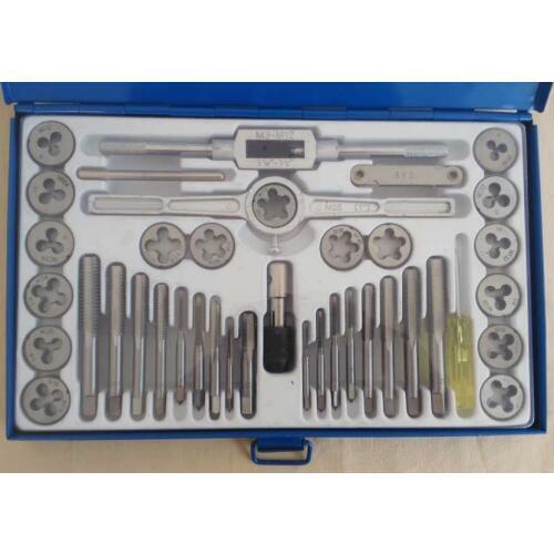 Free shipping 40 pcs inch Threading tap and die set, thread tap tools set with box packing