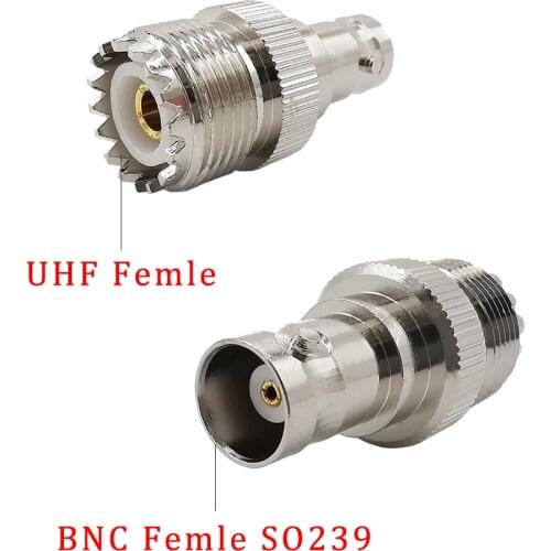 BNC Female to UHF Female SO-239 SO239 RF Coaxial Coax Adapter Electronics UHF-BNC F/F Jack Nickel Plating Straight Connector