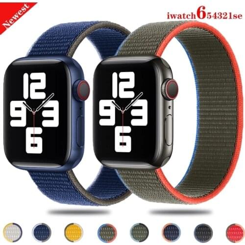 Sport Nylon Loop Bracelet for apple watch 44mm 40mm iwatch band 42mm 38mm Smart Watchband Apple watch correa Series SE 6 5 4 3 2