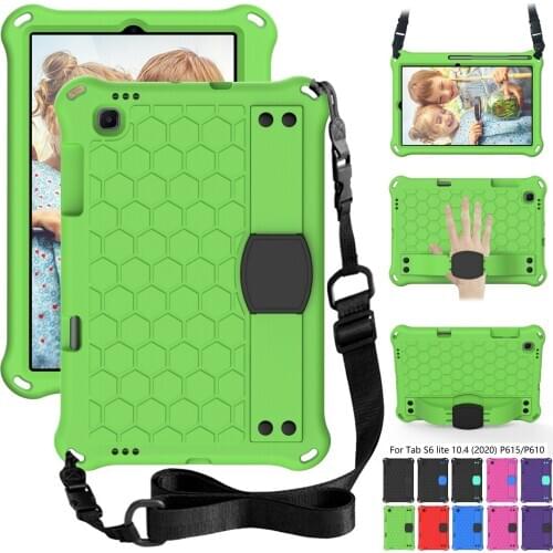 For Samsung Galaxy Tab S6 Lite Case with Strap Shock Proof EVA Full Body Cover Stand Tablet Cover for Kids for SM P610 615