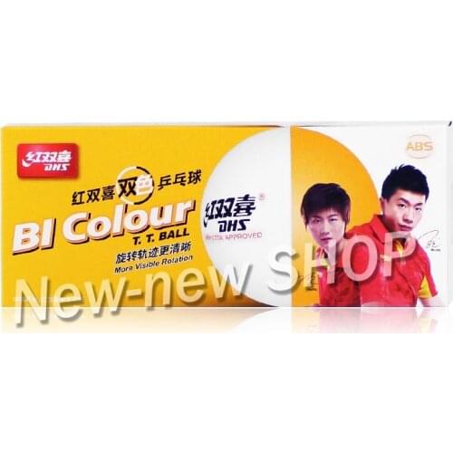 DHS BI Colour 2019 New Table Tennis Balls Double Color, China Super League, Seamed ABS 40+ Balls Plastic Ping Pong Balls
