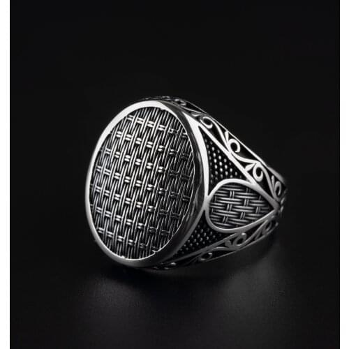 Guaranteed High-quality 925 Sterling Silver patterned ring Jewelry Made in Turkey in a luxurious way for men with gift