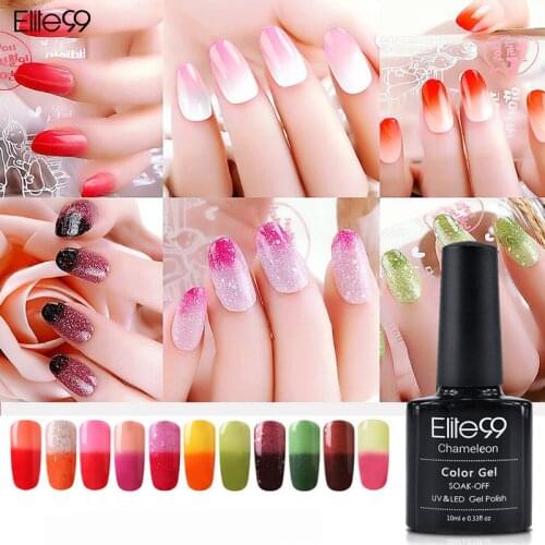 Elite99 10ml Soak Off Temperature Change Color Gel Nail Lacquers Long Lasting Thermo UV Gel Hybrid Nail Gel Varnish Nail Art