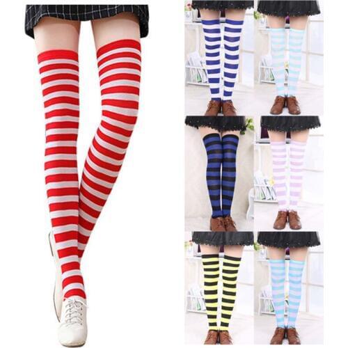 Women Girl Winter Over Knee Leg Warmer Teens Striped Soft Leg Protection LegWarmers for Cosplay