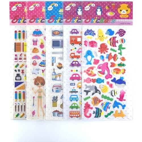 5 Pcs cute cartoon animal cars fruit bubble cotton sticker phone decoration for boys girls DIY scrapbook stickers toy kids gift