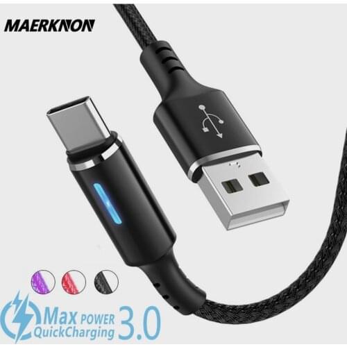 Type C cable 3A Fast charger With LED Display Mobile Phone Charger Data Cable For Xiaomi Huawei P30 Pro Samsung S20 usb c cable