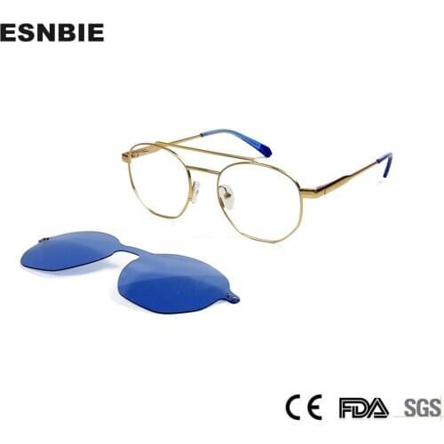 Round Metal Polarized Magnet Clip Glasses Frame Women Myopia Optical Eyeglasses Prescription Magnetic Clip-On Sunglasses Men