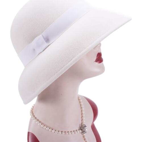 Lawliet Womens Downtown Abbey Vintage Style 100% wool Felt Church Wedding Wide Brim Hat T402