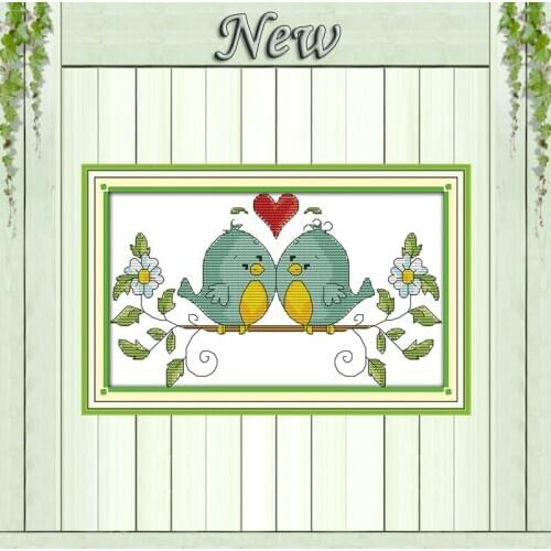 Love heart birds cute decor painting counted printed on canvas DMC 14CT 11CT Chinese Cross Stitch Needlework Set Embroidery kits