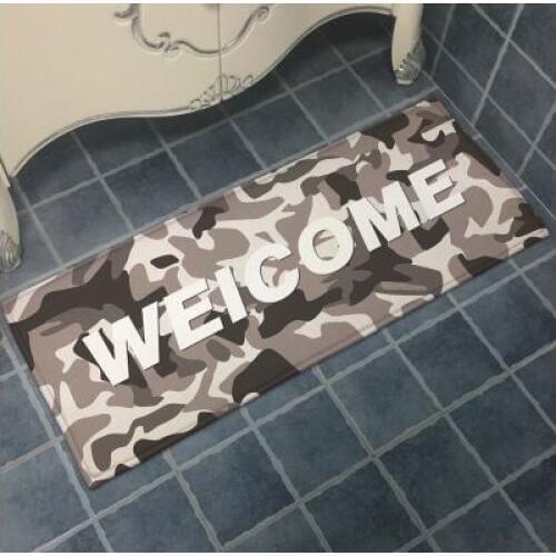 Fashion soft printed welcome home floor rug short plush carpet doormat anti slip water absorption indoor living room floor rugs