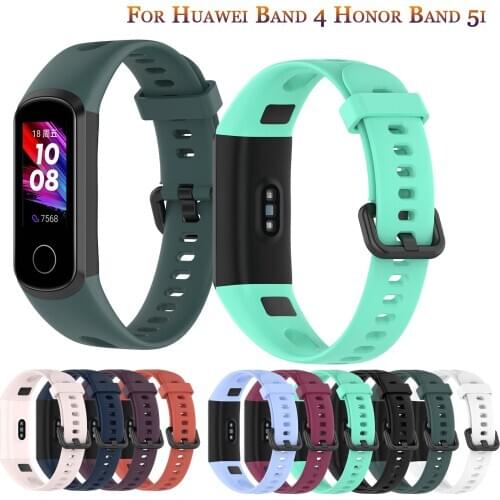 Soft Sport Silicone Wrist Strap Replacement Watch Band for HUAWEI Band 4 / Honor Band 5i Wristbands Buckle Smart Watch Accessory