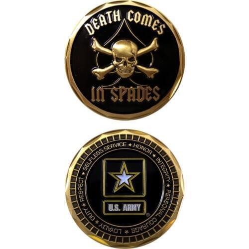 Custom coins low price Military US Challenge Coin Spades Skull & Crossbones oem metal milirary coins FH810246