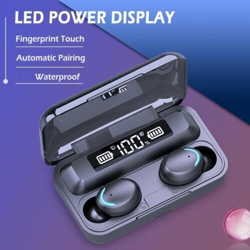 TWS Fingerprint Touch Headset Wireless 5.0 Earphone HD Stereo Headphone Sports Waterproof Headset With 1200mAh Battery Case