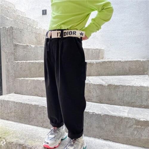 Spring Autumn New Kids Pants 2-9 Year Boys Casual Loose Cotton Trousers Korean Fashion Solid Pocket Pants for Boy Child Clothes