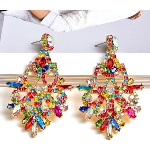 New Statement Colorful Crystal Earrings High-quality Vintage Fashion Drop Earring Jewelry Accessories For Women Wholesale