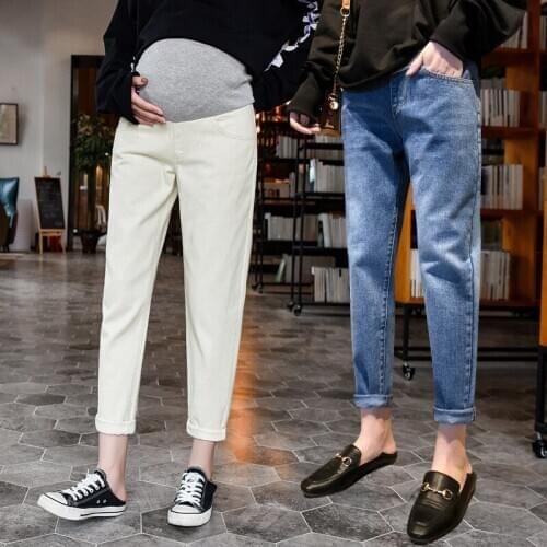 Autumn Maternity Pants for Pregnant Women Clothes Pregnancy Jeans Pants Adjustable Waist Denim Belly Jeans Trousers Plus Size