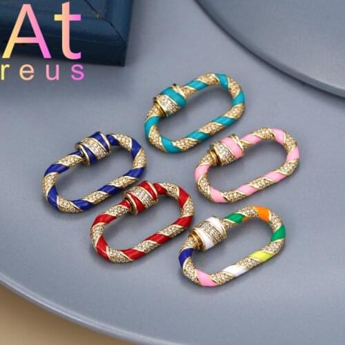 Oval Dripping Oil Clasps Hooks 4Color Copper Micro Pave Zirconia Jewelry Making Supplies DIY Bracelet Necklace Handmade Jewelry