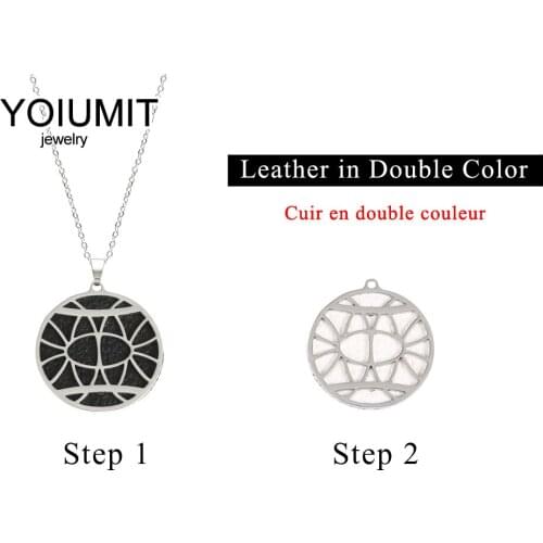 Cremo Reversible Leather Round Pendant Necklaces Stainless Steel Interchangeable Leather Necklace collier femme 2019 bijoux