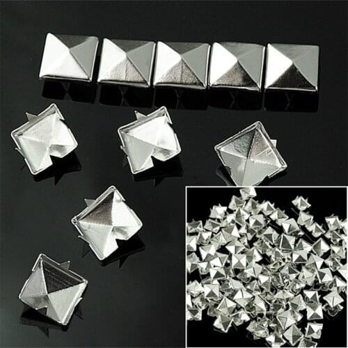 1000pcs 10mm Square Bottom Pyramid Studs Spots Spikes Rivets DIY Leathercraft Bag Clothing Shoes Making Sewing Accessories