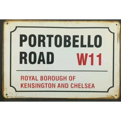 Portobello Road London Vintage Retro Metal Sign Home Garage Workshop Pub Studio