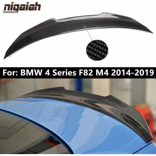PSM Style Rear Trunk Wing Spoiler for BMW F82 M4 4 Series Coupe 2014-2019 Real Carbon Fiber Roof Spoiler Car Styling