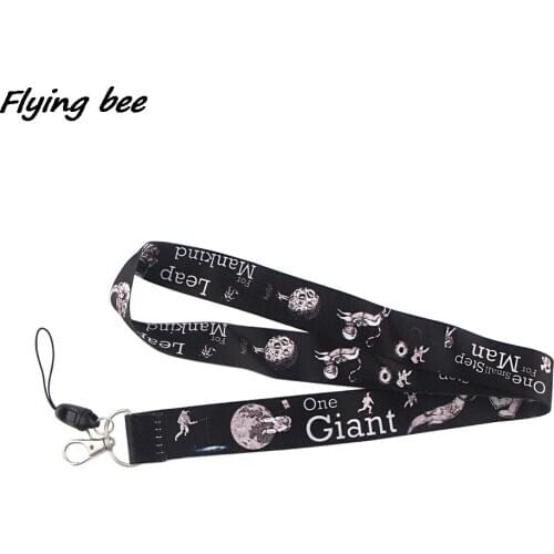 Flyingbee Astronaut Space Landing On The Moon Creative Badge ID Lanyards Phone Rope Key Lanyard Neck Straps Accessories X1216