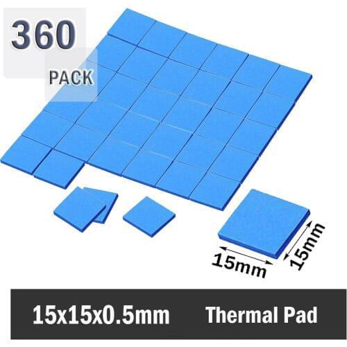 360 pieces 15x15x0.5mm Thermal Pad Heatsink Cooling GPU CPU SMD Conductive Silicone Pad